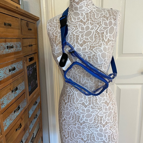 Clear/ Transparent Belt Bag/ Waist Bag- Blue Accents - Picture 2 of 11